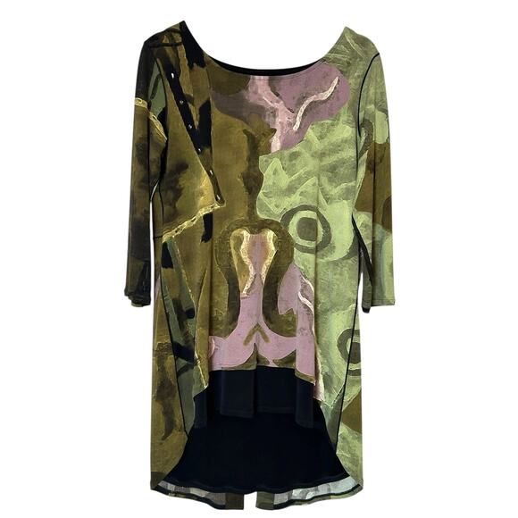 Eva Varro Tunic Layered Watercolor Top Abstract Stretch Size Large Art to Wear - Picture 5 of 9